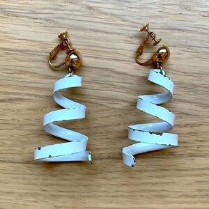 Vintage white Distressed Spiral Clip On Earrings